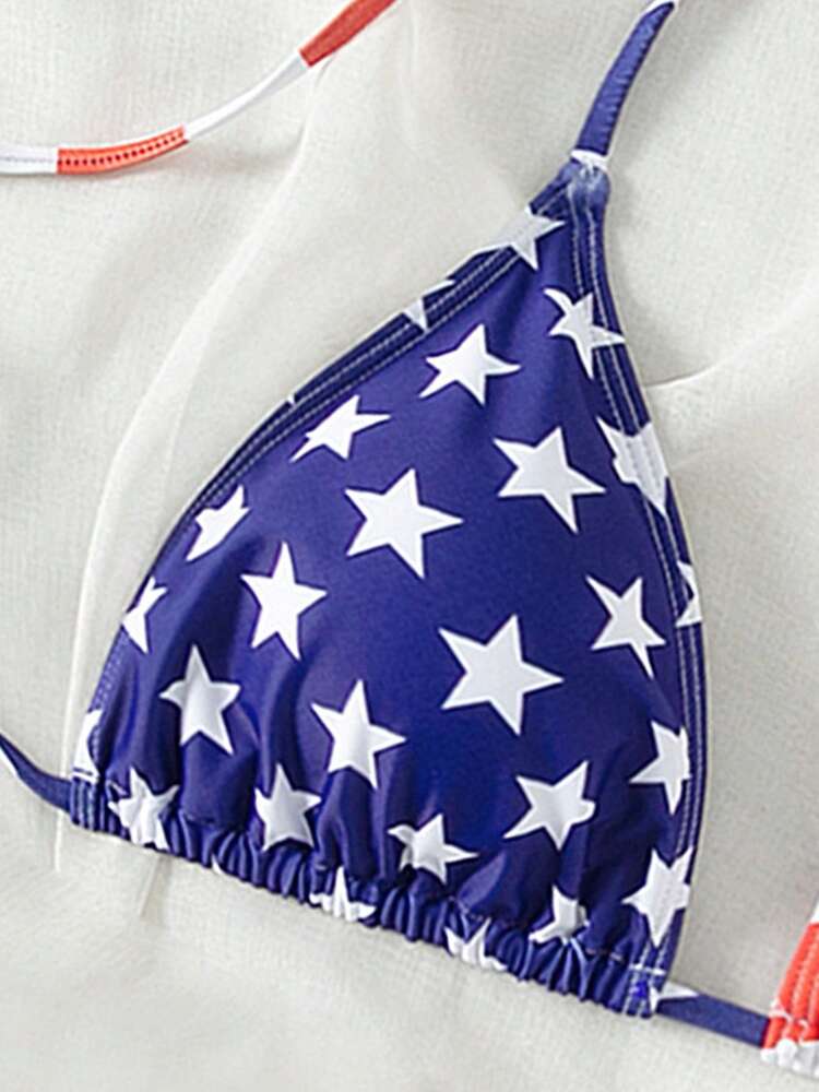Women’s Summer American Flag Bikini Top – Halter Neck Swimwear with Patriotic 4th of July Print, Stylish and Fun Beachwear Perfect for Pool Parties, Vacations, and Summer Celebrations