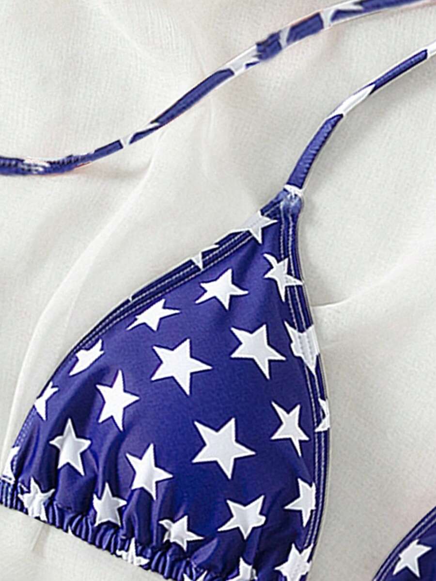 Women’s Summer American Flag Bikini Top – Halter Neck Swimwear with Patriotic 4th of July Print, Stylish and Fun Beachwear Perfect for Pool Parties, Vacations, and Summer Celebrations